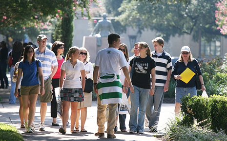 Students on a campus tour.